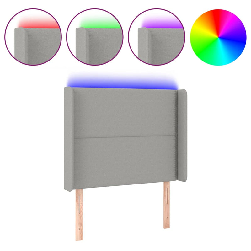 vidaXL világosszürke szövet LED-es fejtámla 103x16x118/128 cm