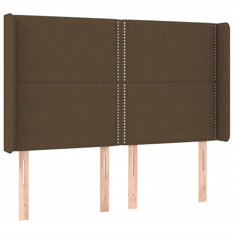 vidaXL sötétbarna szövet LED-es fejtámla 147x16x118/128 cm