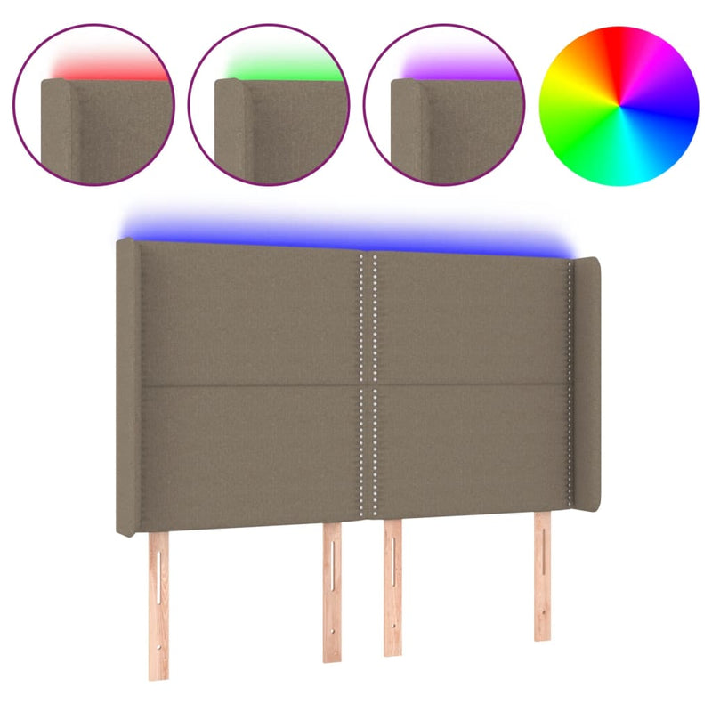 vidaXL tópszínű szövet LED-es fejtámla 147x16x118/128 cm