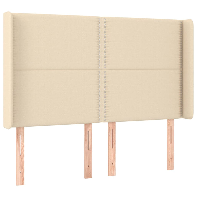 vidaXL krémszínű szövet LED-es fejtámla 147x16x118/128 cm