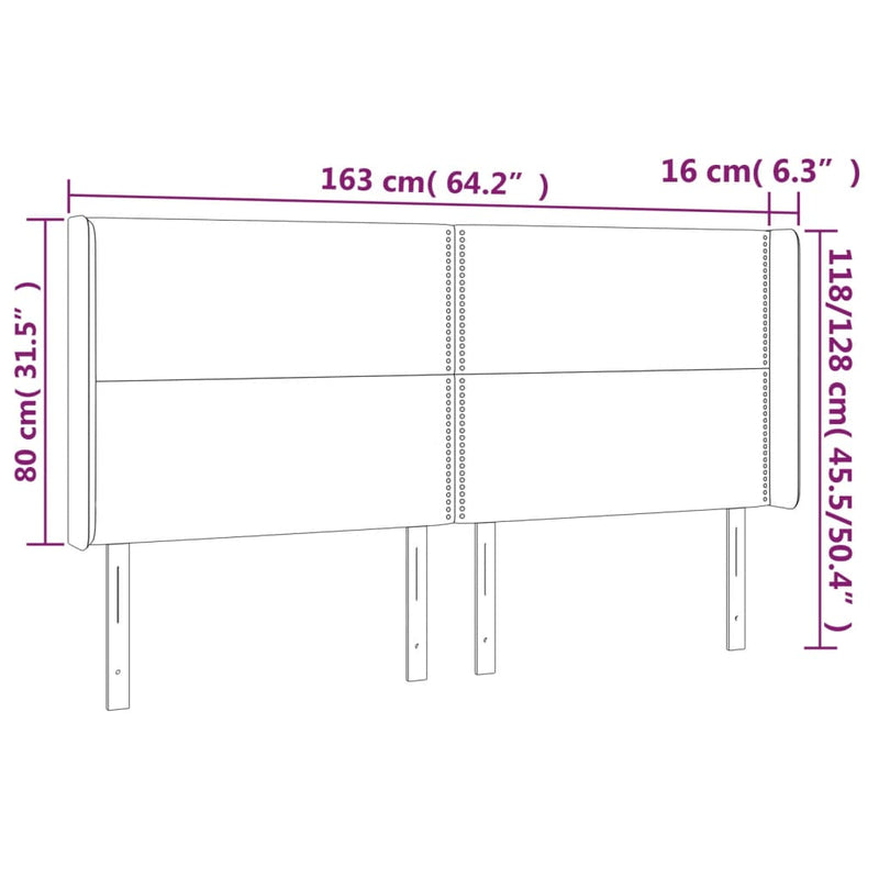 vidaXL sötétbarna szövet LED-es fejtámla 163x16x118/128 cm