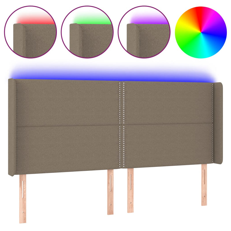 vidaXL tópszínű szövet LED-es fejtámla 203x16x118/128 cm