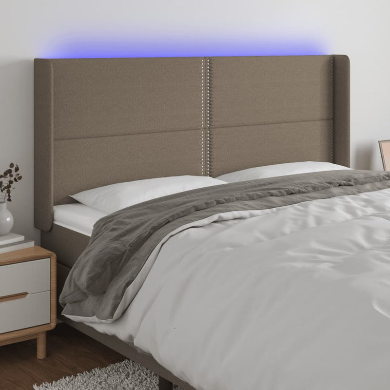 vidaXL tópszínű szövet LED-es fejtámla 203x16x118/128 cm