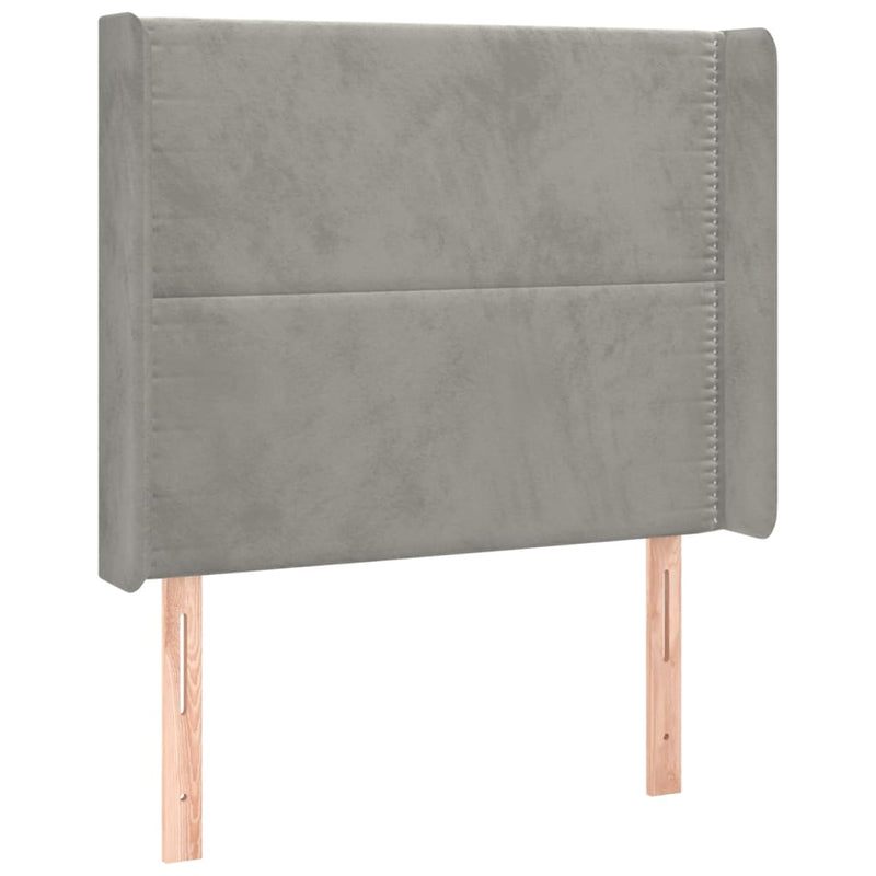 vidaXL világosszürke bársony LED-es fejtámla 83x16x118/128 cm