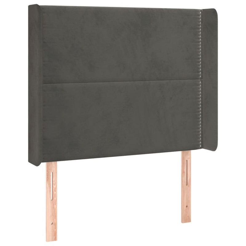 vidaXL sötétszürke bársony LED-es fejtámla 83x16x118/128 cm