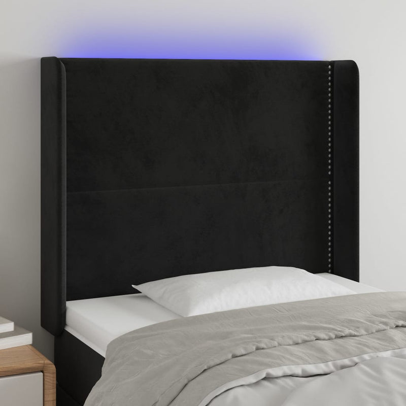 vidaXL fekete bársony LED-es fejtámla 83x16x118/128 cm