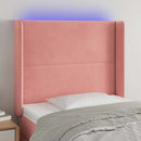 vidaXL rózsaszín bársony LED-es fejtámla 83x16x118/128 cm