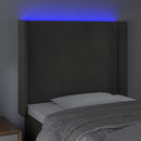 vidaXL sötétszürke bársony LED-es fejtámla 93x16x118/128 cm