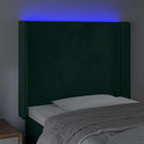 vidaXL sötétzöld bársony LED-es fejtámla 93x16x118/128 cm