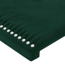 vidaXL sötétzöld bársony LED-es fejtámla 93x16x118/128 cm