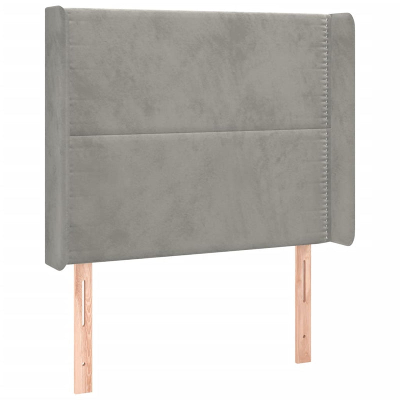 vidaXL világosszürke bársony LED-es fejtámla 103x16x118/128 cm