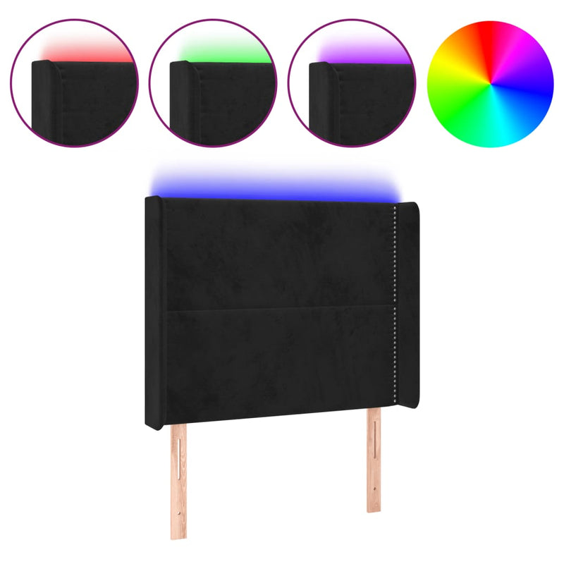 vidaXL fekete bársony LED-es fejtámla 103x16x118/128 cm