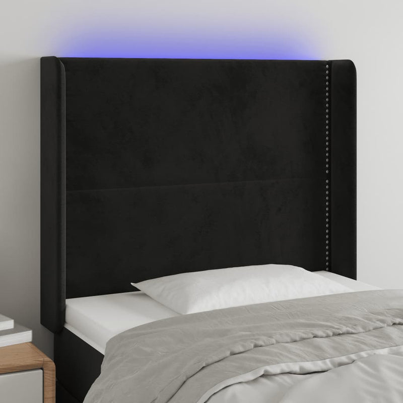 vidaXL fekete bársony LED-es fejtámla 103x16x118/128 cm