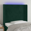 vidaXL sötétzöld bársony LED-es fejtámla 103x16x118/128 cm