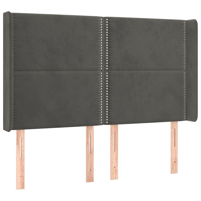 vidaXL sötétszürke bársony LED-es fejtámla 147x16x118/128 cm
