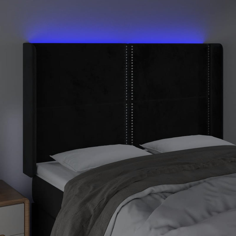 vidaXL fekete bársony LED-es fejtámla 147x16x118/128 cm