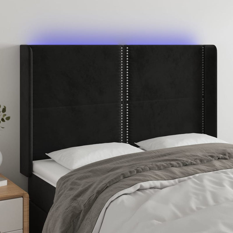 vidaXL fekete bársony LED-es fejtámla 147x16x118/128 cm