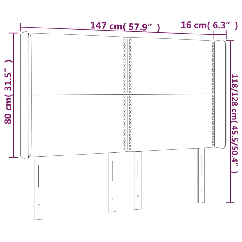 vidaXL sötétzöld bársony LED-es fejtámla 147x16x118/128 cm
