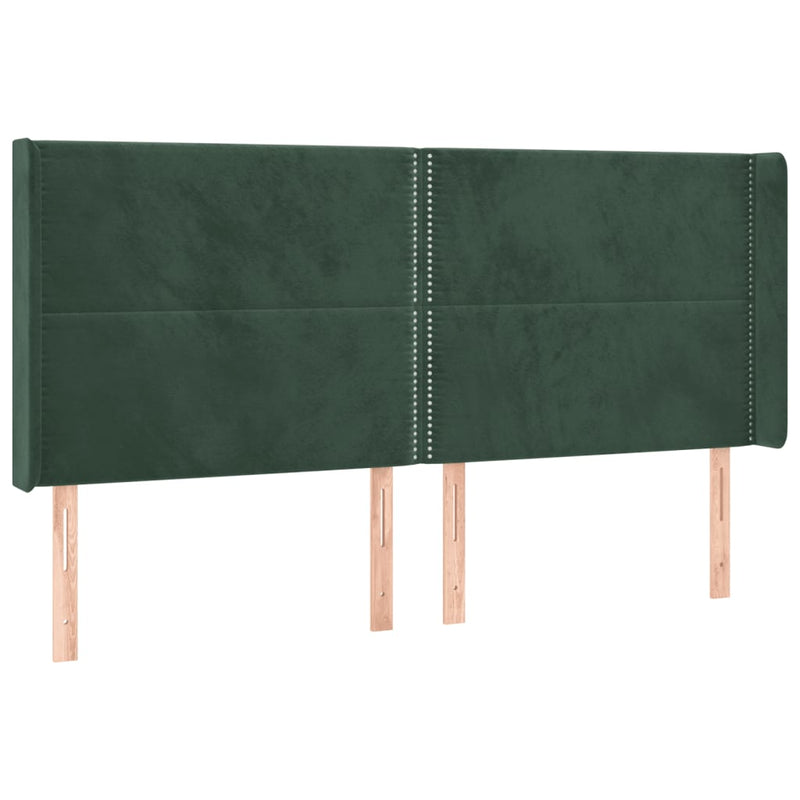vidaXL sötétzöld bársony LED-es fejtámla 163x16x118/128 cm