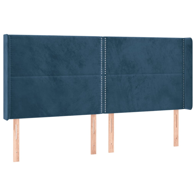 vidaXL sötétkék bársony LED-es fejtámla 163x16x118/128 cm