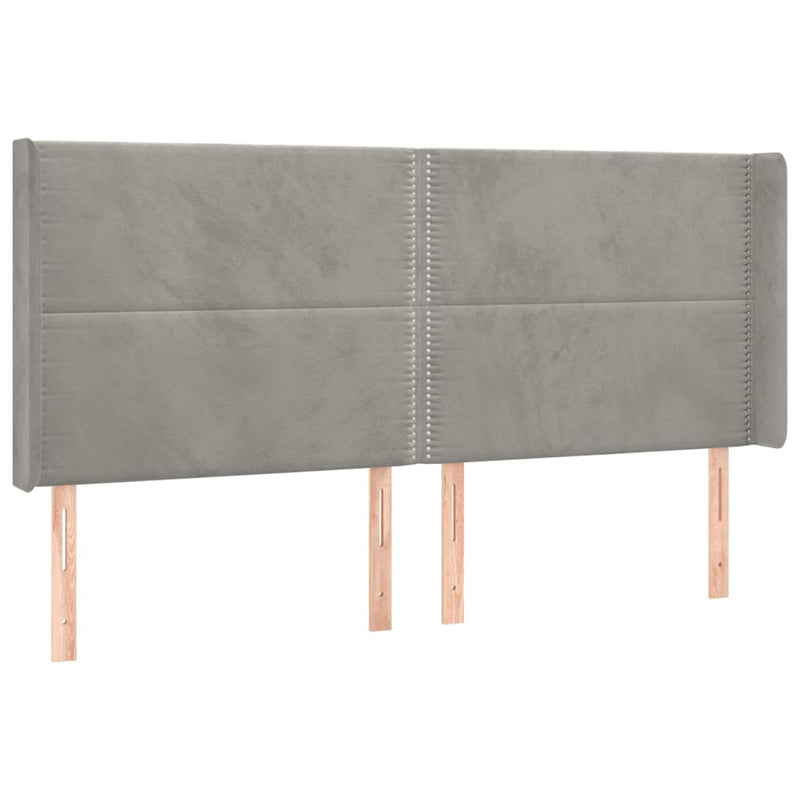 vidaXL világosszürke bársony LED-es fejtámla 183x16x118/128 cm
