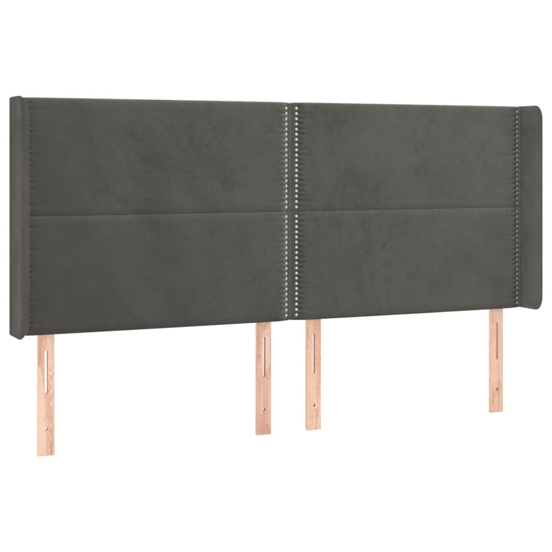vidaXL sötétszürke bársony LED-es fejtámla 183x16x118/128 cm