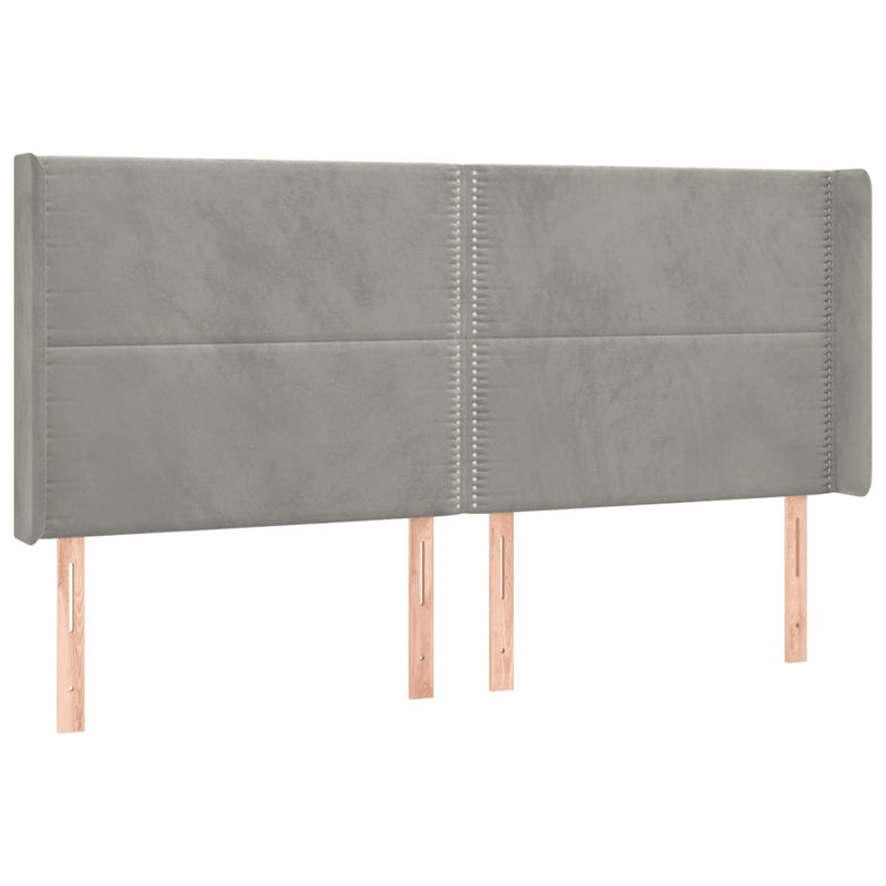 vidaXL világosszürke bársony LED-es fejtámla 203x16x118/128 cm