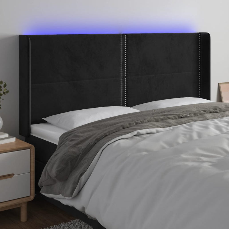 vidaXL fekete bársony LED-es fejtámla 203x16x118/128 cm