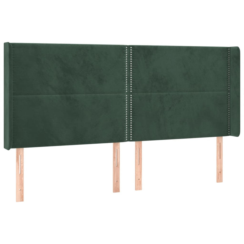 vidaXL sötétzöld bársony LED-es fejtámla 203x16x118/128 cm