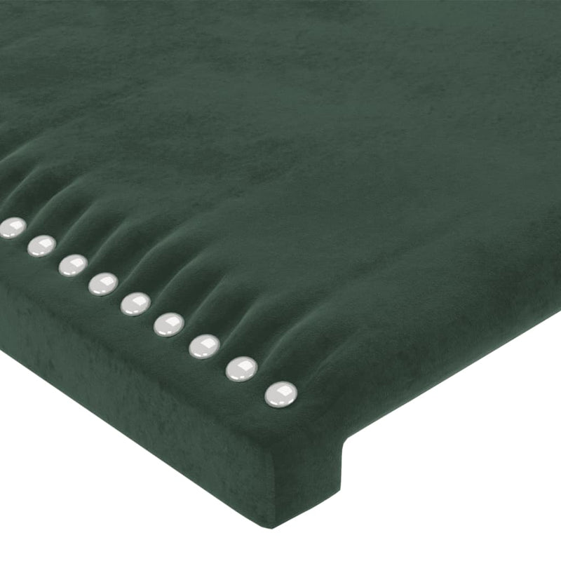 vidaXL sötétzöld bársony LED-es fejtámla 203x16x118/128 cm