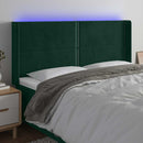vidaXL sötétzöld bársony LED-es fejtámla 203x16x118/128 cm