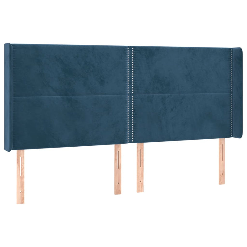 vidaXL sötétkék bársony LED-es fejtámla 203x16x118/128 cm