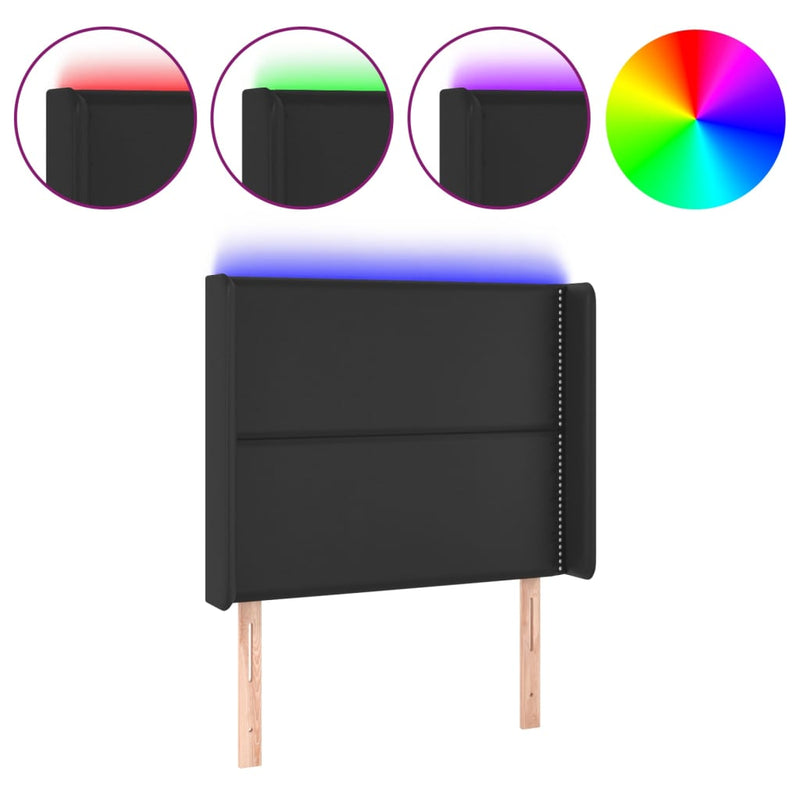 vidaXL fekete műbőr LED-es fejtámla 83x16x118/128 cm
