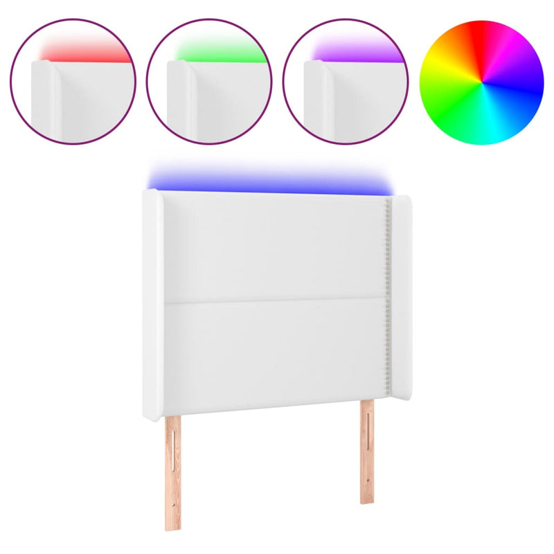 vidaXL fehér műbőr LED-es fejtámla 83x16x118/128 cm