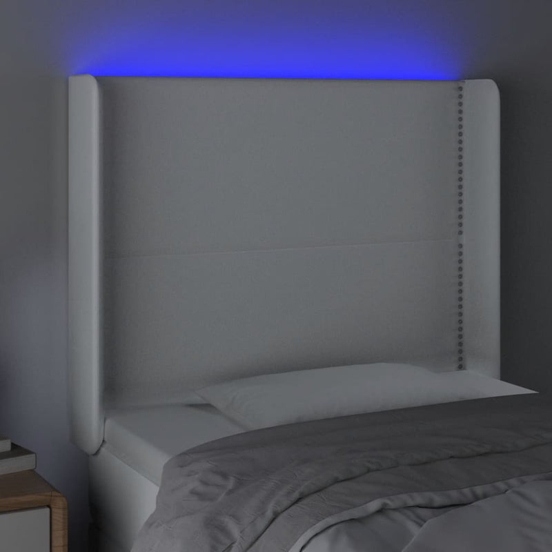 vidaXL fehér műbőr LED-es fejtámla 93x16x118/128 cm