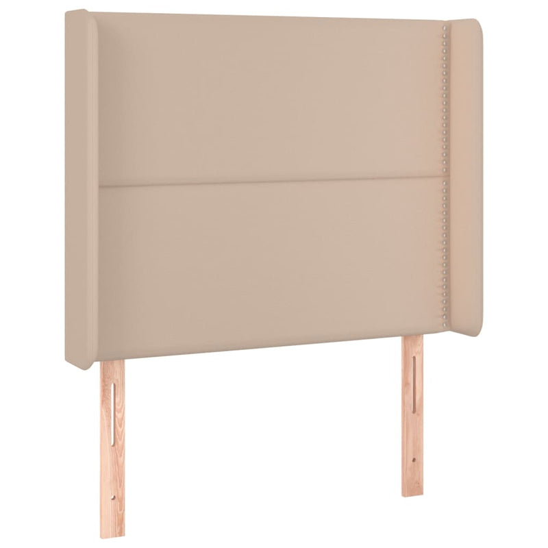 vidaXL cappuccino műbőr LED-es fejtámla 93x16x118/128 cm
