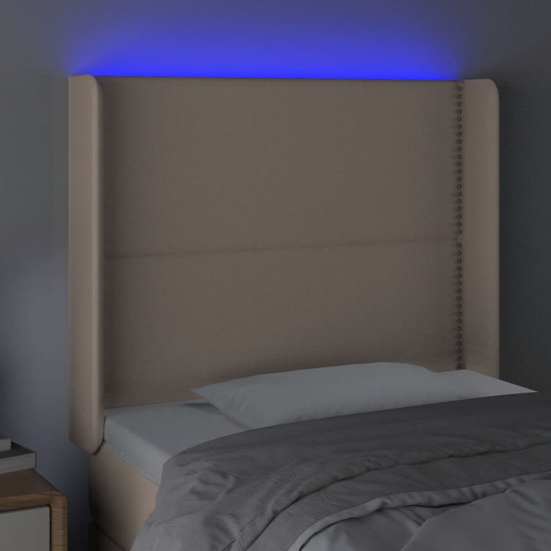 vidaXL cappuccino műbőr LED-es fejtámla 93x16x118/128 cm