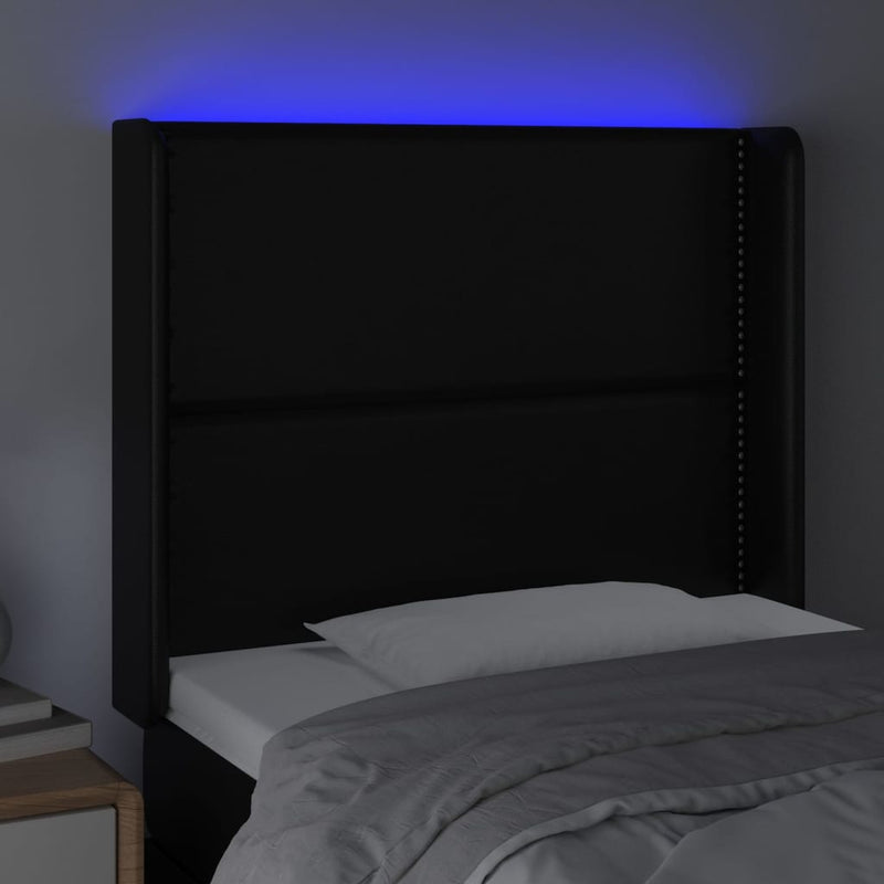 vidaXL fekete műbőr LED-es fejtámla 103x16x118/128 cm