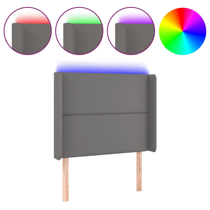 vidaXL szürke műbőr LED-es fejtámla 103x16x118/128 cm