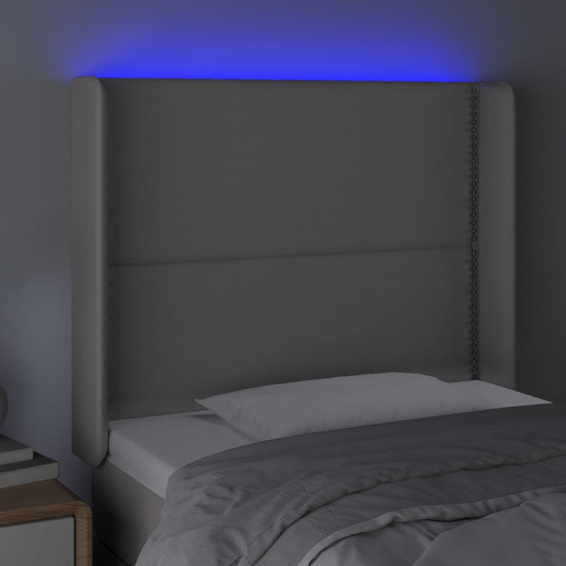 vidaXL szürke műbőr LED-es fejtámla 103x16x118/128 cm