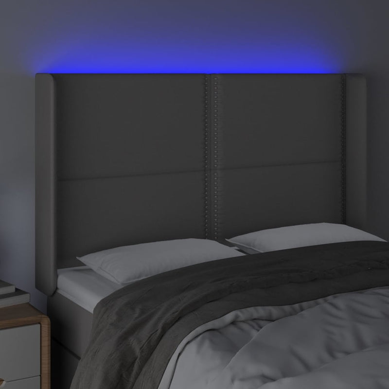 vidaXL szürke műbőr LED-es fejtámla 147x16x118/128 cm