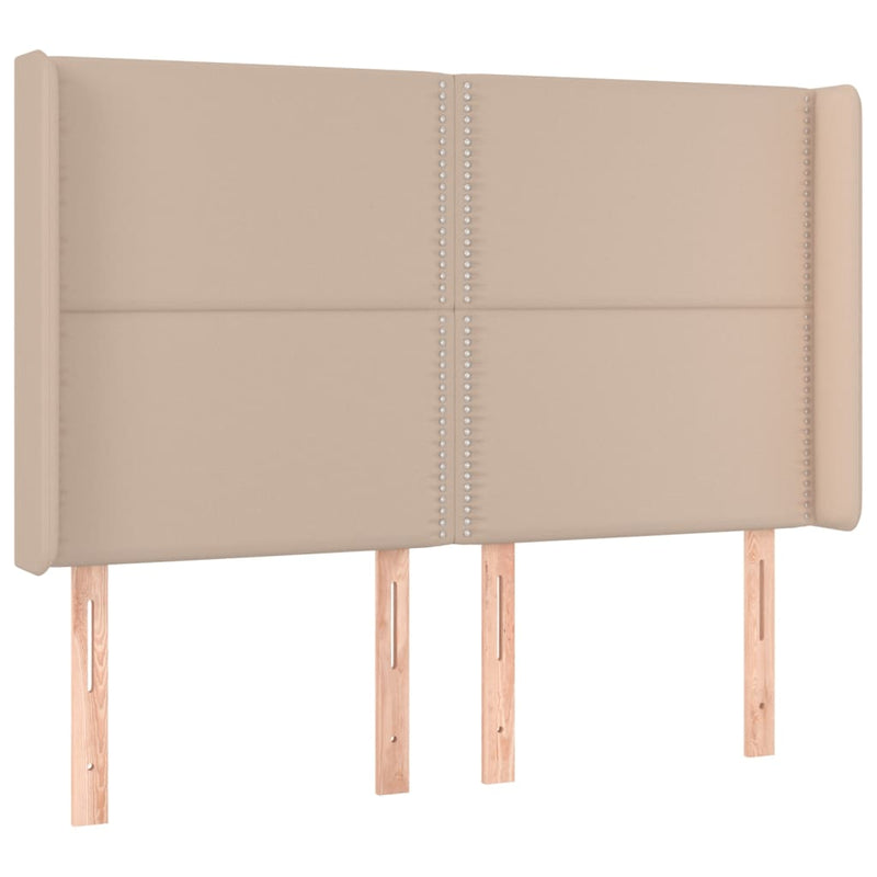 vidaXL cappuccino műbőr LED-es fejtámla 147x16x118/128 cm