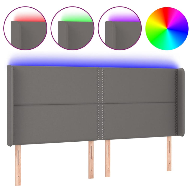 vidaXL szürke műbőr LED-es fejtámla 183x16x118/128 cm