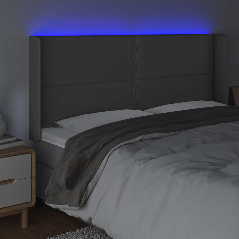 vidaXL szürke műbőr LED-es fejtámla 183x16x118/128 cm
