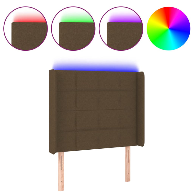 vidaXL sötétbarna szövet LED-es fejtámla 83x16x118/128 cm