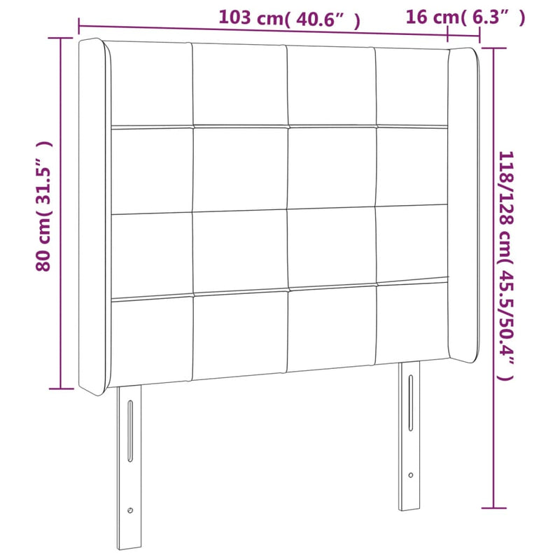 vidaXL világosszürke szövet LED-es fejtámla 103x16x118/128 cm