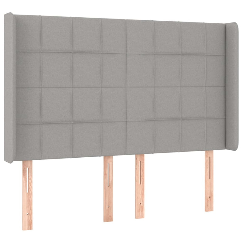 vidaXL világosszürke szövet LED-es fejtámla 147x16x118/128 cm