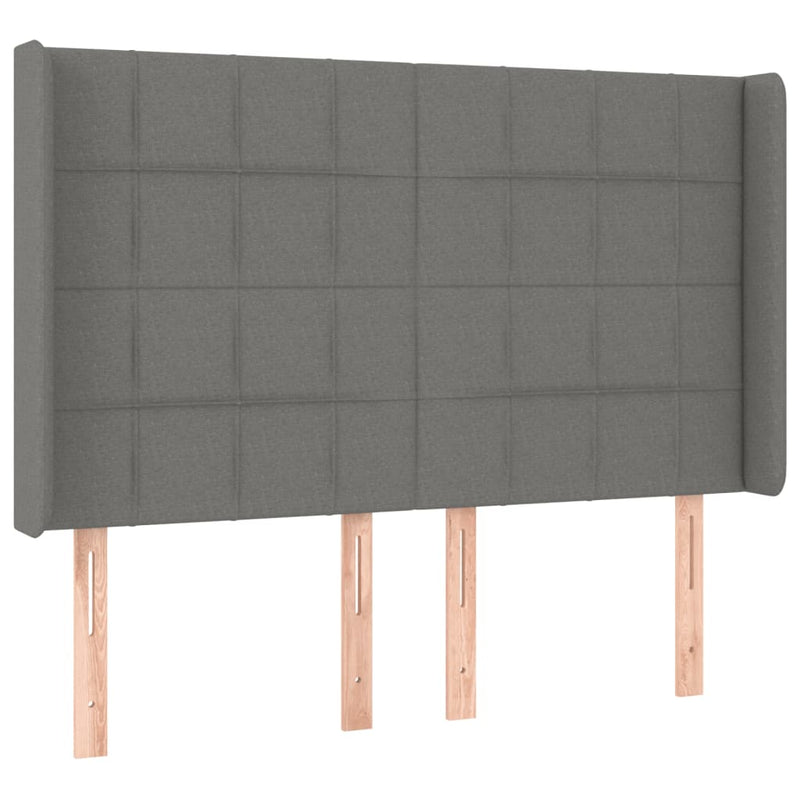 vidaXL sötétszürke szövet LED-es fejtámla 147x16x118/128 cm