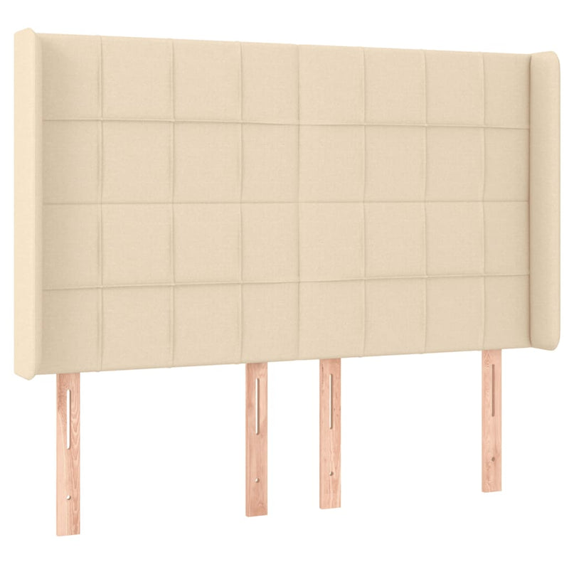 vidaXL krémszínű szövet LED-es fejtámla 147x16x118/128 cm