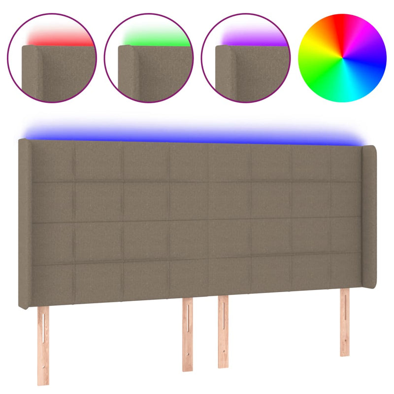 vidaXL tópszínű szövet LED-es fejtámla 163x16x118/128 cm